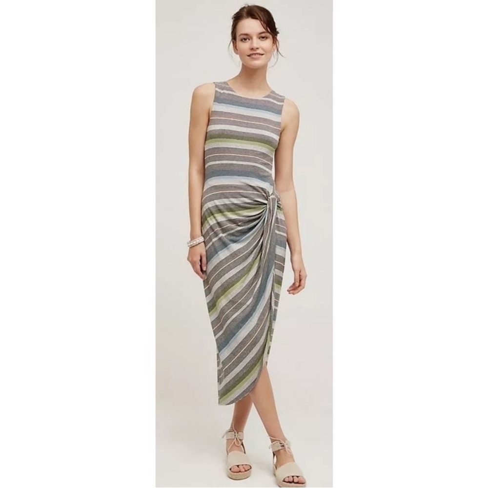 Bailey 44 Anthropologie NWT Gathered Striped Midi Dress Petite
